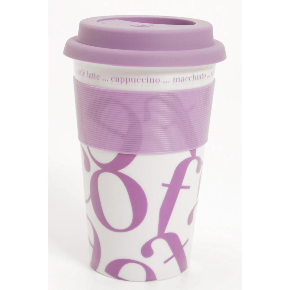 Waechtersbach Coffee-Script-Collage 12oz Travel Mug In Purple 3 Waechtersbach Coffee-Script-Collage 12oz Travel Mug In Purple