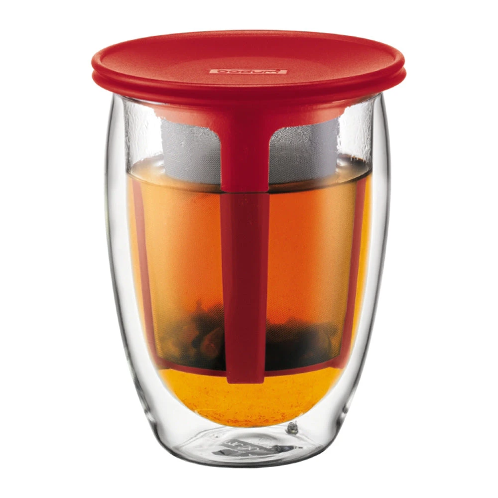Bodum 12oz Tea For One With Strainer In Red 3 Bodum 12oz Tea For One With Strainer In Red