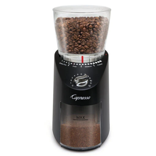 Capresso Infinity Plus Conical Burr Coffee Grinder In Black 1 Capresso Infinity Plus Conical Burr Coffee Grinder In Black -Coffee Supplies Store 570.01InfinityPlusSilo