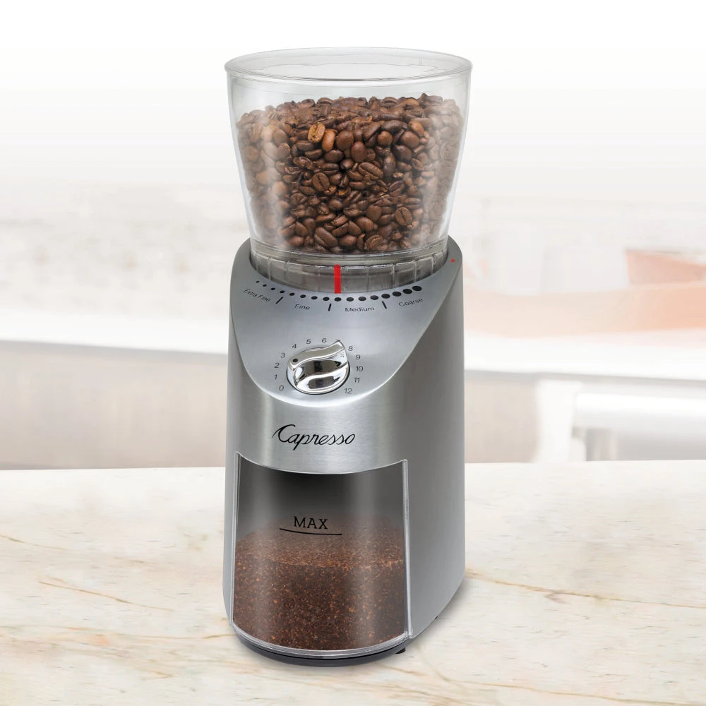 Capresso Infinity Plus Conical Burr Coffee Grinder In Metal 4 Capresso Infinity Plus Conical Burr Coffee Grinder In Metal - Image 2
