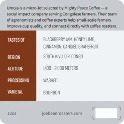 Joe Bean Congo Umoja - Mighty Peace Coffee 5 Joe Bean Congo Umoja - Mighty Peace Coffee -Coffee Supplies Store CongoUmojaBACK