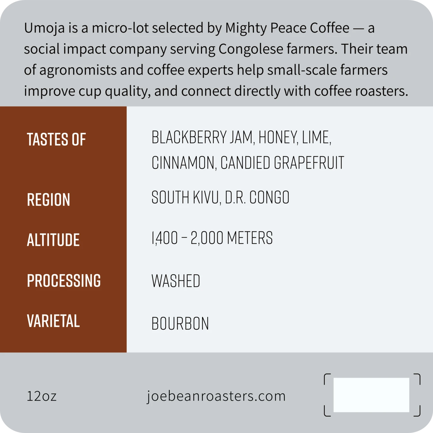 Joe Bean Congo Umoja - Mighty Peace Coffee 3 Joe Bean Congo Umoja - Mighty Peace Coffee - Image 2