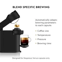 Nespresso Vertuo Next Espresso Machine By DeLonghi With Aeroccino - Matte Black 20 Nespresso Vertuo Next Espresso Machine By DeLonghi With Aeroccino - Matte Black -Coffee Supplies Store ENV120BMAEBlendSpecificBrewing