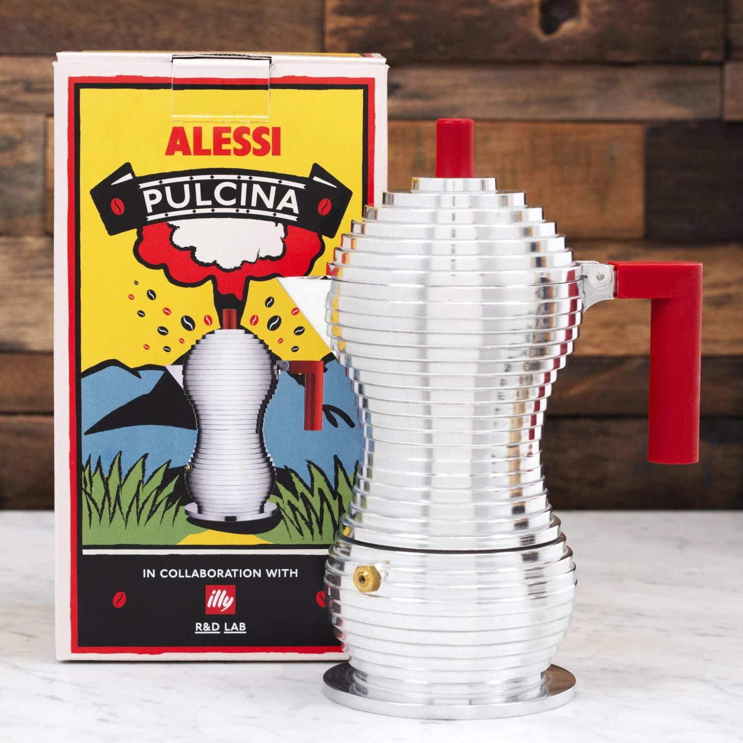 Illy Alessi Pulcina 3 Cup Moka Pot - Red 9 Illy Alessi Pulcina 3 Cup Moka Pot - Red - Image 7