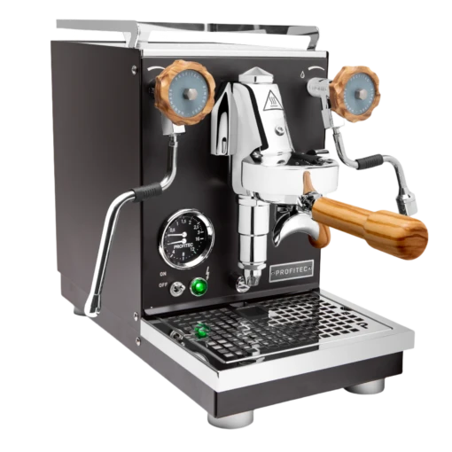 Profitec Pro 400 Espresso Machine In Matte Black With Olive Wood
