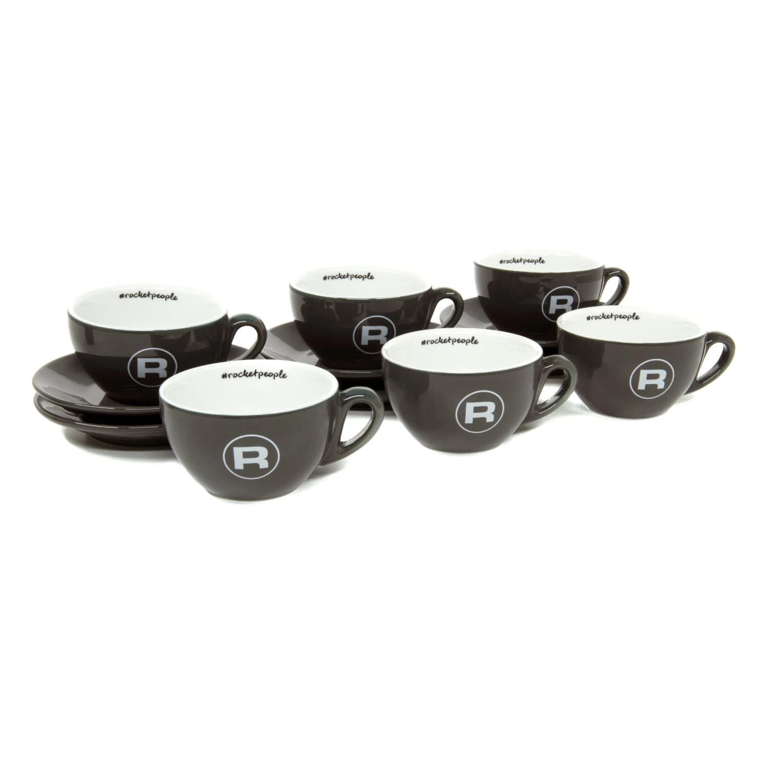 Rocket Espresso 6 Piece Cappuccino Cup And Saucer Set - Grey 3 Rocket Espresso 6 Piece Cappuccino Cup And Saucer Set - Grey