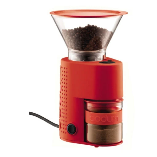 Bodum Bistro Burr Coffee Grinder In Red 7 Bodum Bistro Burr Coffee Grinder In Red -Coffee Supplies Store bodum bistro burr grinder in red