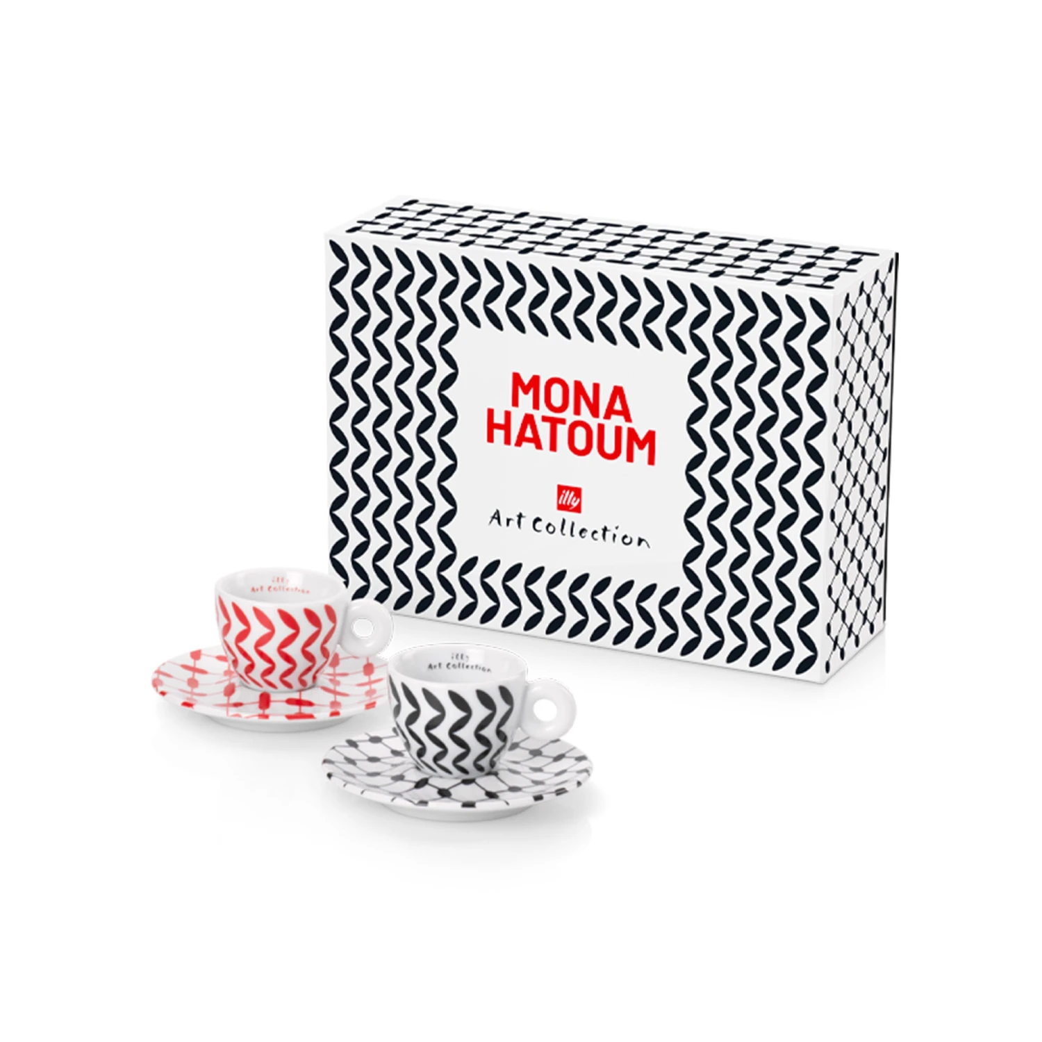 Illy Mona Hatoum Set Of 2 Espresso Cups And Saucers 3 Illy Mona Hatoum Set Of 2 Espresso Cups And Saucers